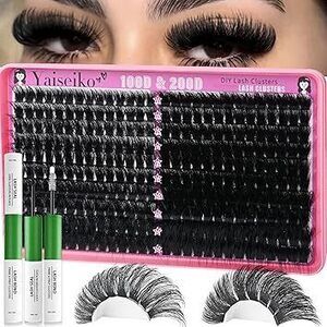 Lash Clusters Kit 100D+200D Thick Volume Eyelash Clusters Kit 12-25Mm Wispy